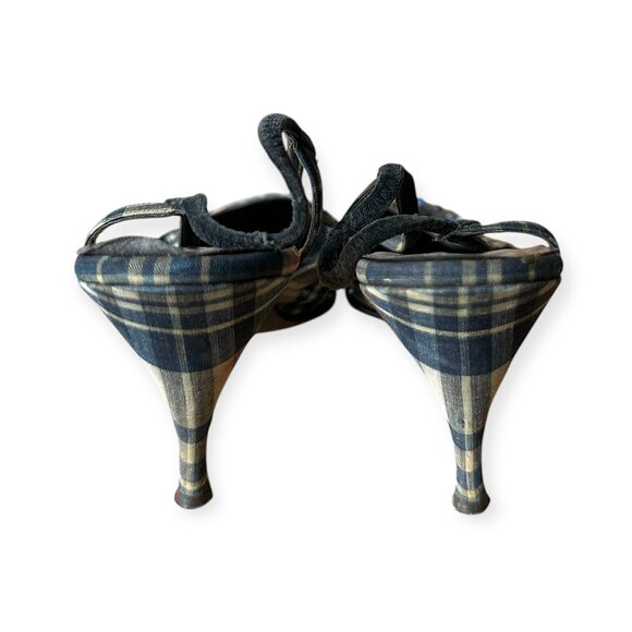 Vintage 1950s Herbert Levine‎ Plaid Rhinestone Slingback Pumps Size 7½ M - Picture 5 of 11